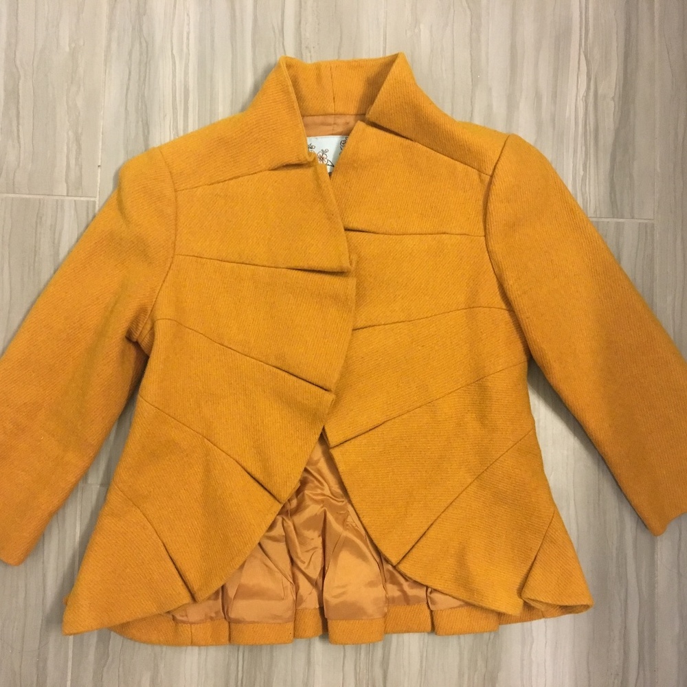 Anthropologie Tabitha Mustard Yellow Wool Jacket